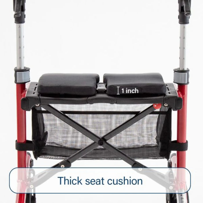 Triumph Escape Lightweight Folding Rollator – Adjustable Seat Height, 300 lb Capacity, Indoor/Outdoor Use