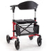 Triumph Escape Lightweight Folding Rollator – Adjustable Seat Height, 300 lb Capacity, Indoor/Outdoor Use Red