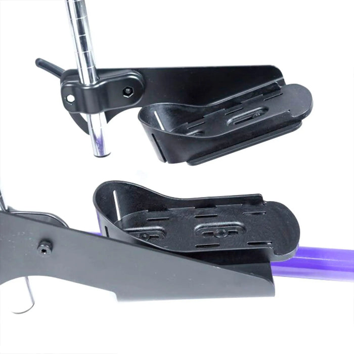 Pair of PA5624 Multi-Adjustable 6x3 inch Foot Plates for EasyStand Zing, featuring multi-axis rotation and integrated foot holders for abducted positioning.