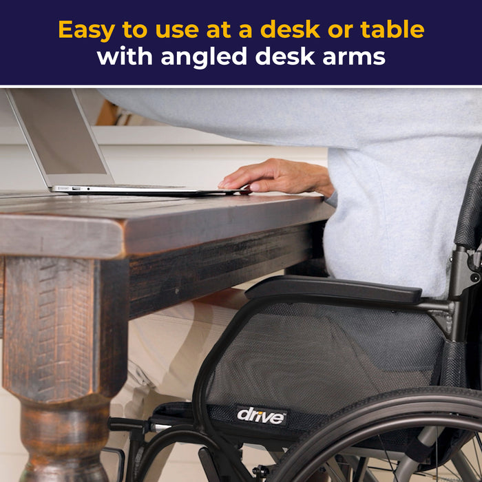 AeroFly Ultra-Lite Wheelchair, Matte Black, 18" Seat,  Angled Desk Arms