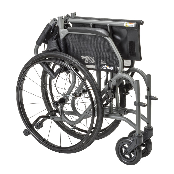 AeroFly Ultra-Lite Wheelchair, Matte Black, 18" Seat, Folded for Storage