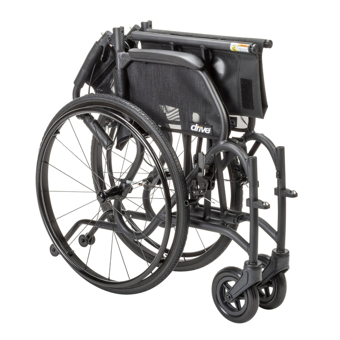 AeroFly Ultra-Lite Wheelchair, Matte Black, 18" Seat, Folded for Storage