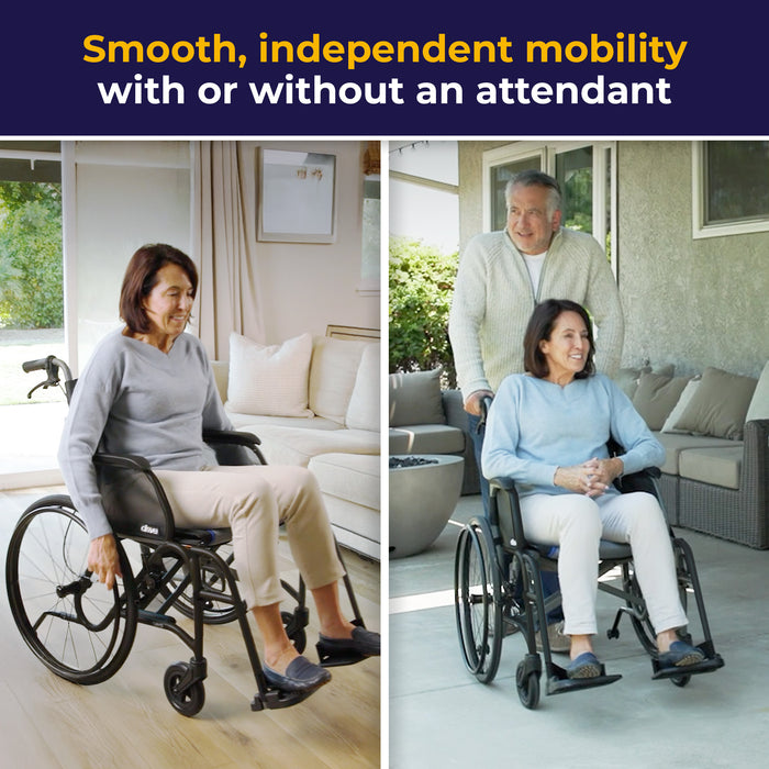 AeroFly Ultra-Lite Wheelchair, Matte Black, 18" Seat, In Use