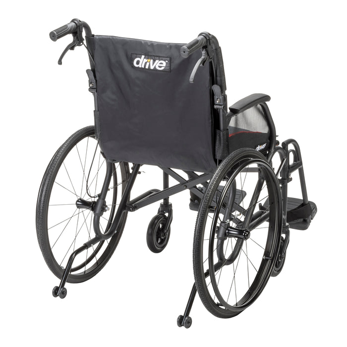 AeroFly Ultra-Lite Wheelchair, Matte Black, 18" Seat, Rear View