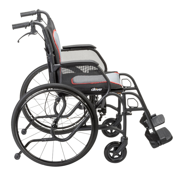 AeroFly Ultra-Lite Wheelchair, Matte Black, 18" Seat, Side View