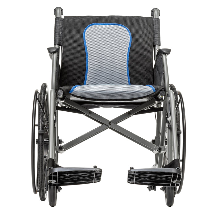 AeroFly Ultra-Lite Wheelchair, Matte Gray, 18" Seat, Front View