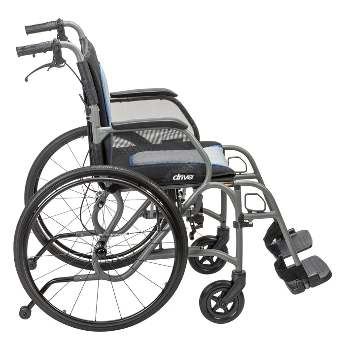 AeroFly Ultra-Lite Wheelchair, Matte Gray, 18" Seat, Side View