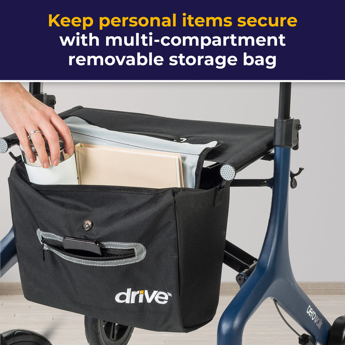 AeroWalk Rollator, Blue, Removable Storage Bag Detail
