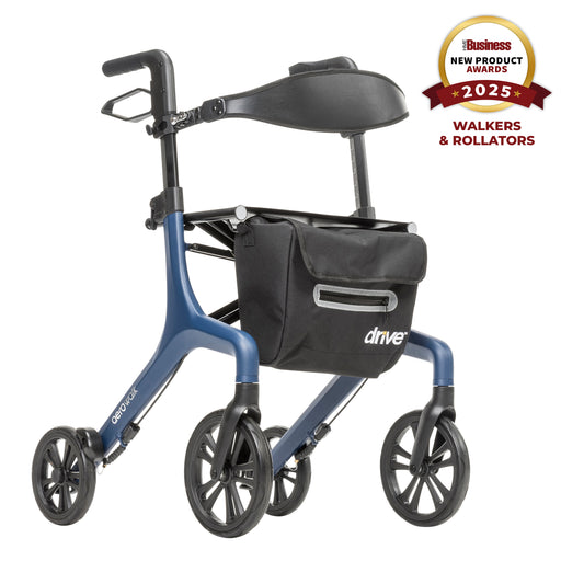 AeroWalk Ultra-Lite Rollator Rolling Walker, Blue, Front View