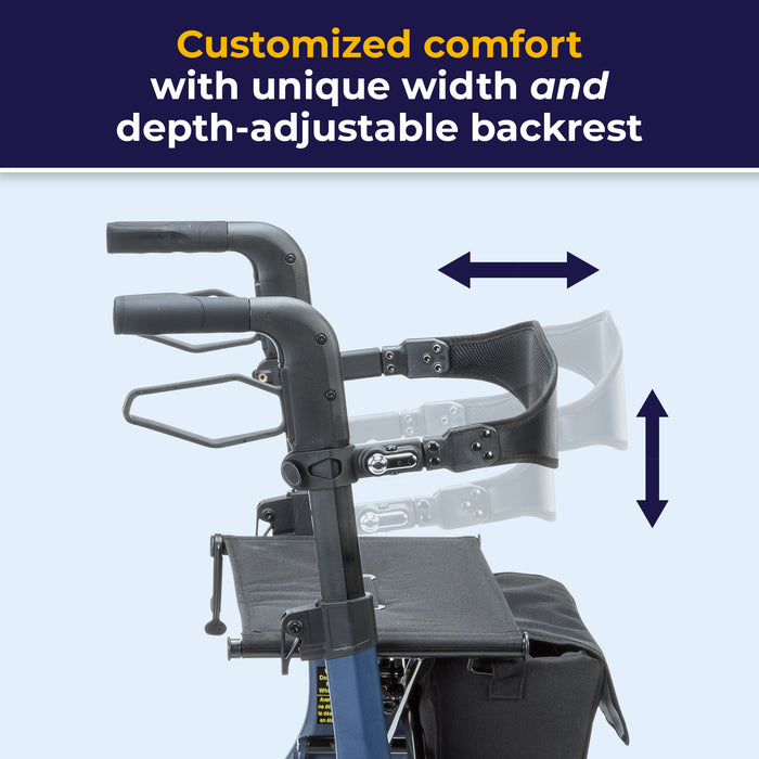 AeroWalk Ultra-Lite Rollator, Blue, Height Adjustment Handle Detail