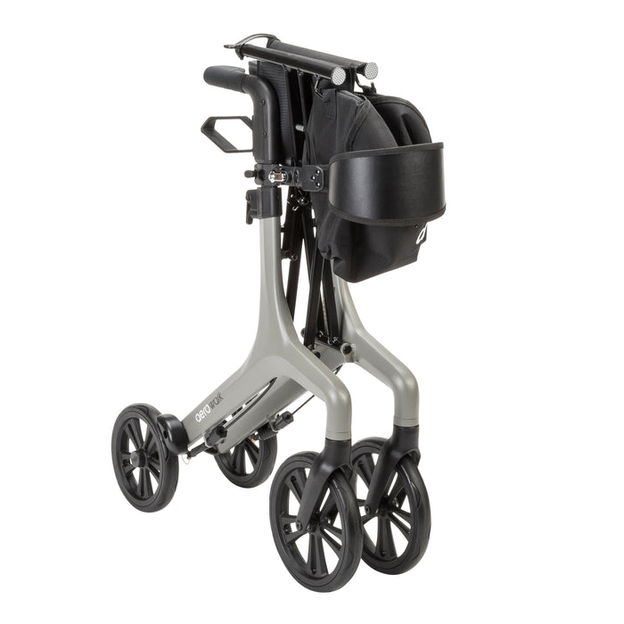 AeroWalk Ultra-Lite Rollator, Grey, Folded for Storage