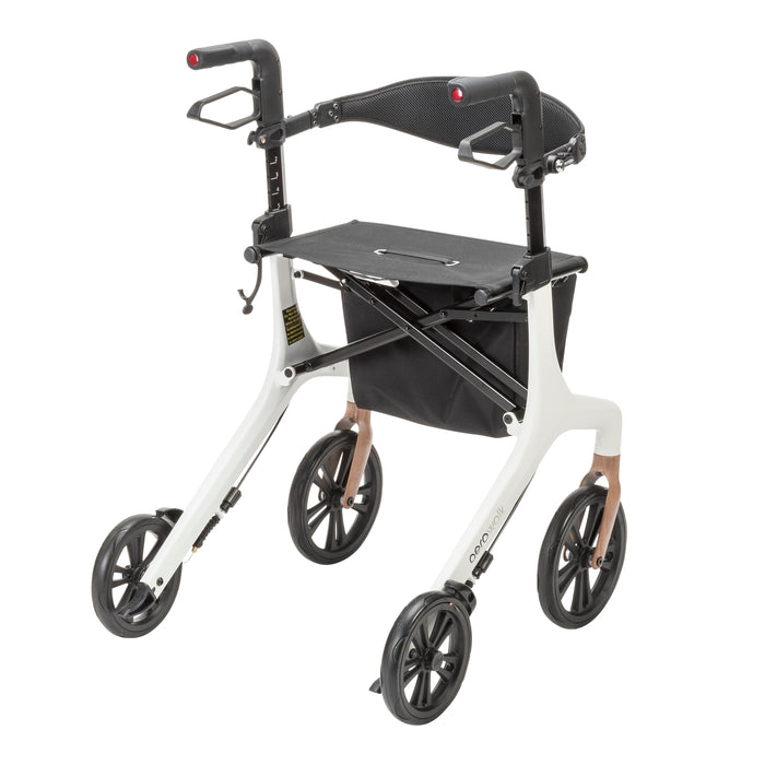 AeroWalk Ultra-Lite Rollator, White, Rear View