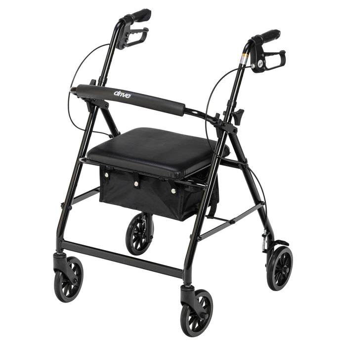 Aluminum Rollator with 6 Inch Casters, Black, Full Product View