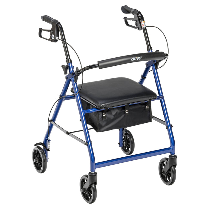Aluminum Rollator with 6 Inch Casters, Blue, Full Product View
