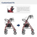 Aluminum Rollator with 6 Inch Casters, Red, Height-Adjustable Handles and Knob