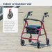 Aluminum Rollator with 6 Inch Casters, Red, 6 Inch Caster Wheels