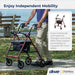 Aluminum Rollator with 6 Inch Casters, Red, Close-Up Detail