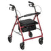 Aluminum Rollator with 6 Inch Casters, Red, Full Product View