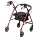 Aluminum Rollator with 6 Inch Casters, Red, Rear View