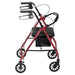 Aluminum Rollator with 6 Inch Casters, Red, Side View