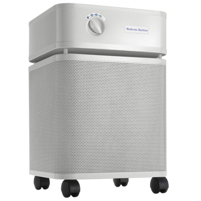 Austin Air Bedroom Machine air purifier sandstone front angle view on casters