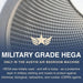 Austin Air Bedroom Machine HEGA carbon cloth close up with gas adsorption and virus protection callouts