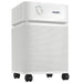 Austin Air HealthMate air purifier white front angle view on casters