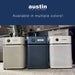 Austin Air HealthMate Junior air purifier available in sandstone, blue, and white color options