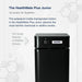 Austin Air HealthMate Plus Junior air purifier infographic showing removal of harmful chemicals from wildfire smoke for small spaces