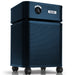 Austin Air HealthMate Plus air purifier, midnight blue, front angle view on casters