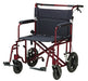 Bariatric Aluminum Transport Chair, 22" Seat, Red, Front View
