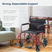 Bariatric Heavy Duty Transport Chair, Red,  22 in seat with weight Capacity