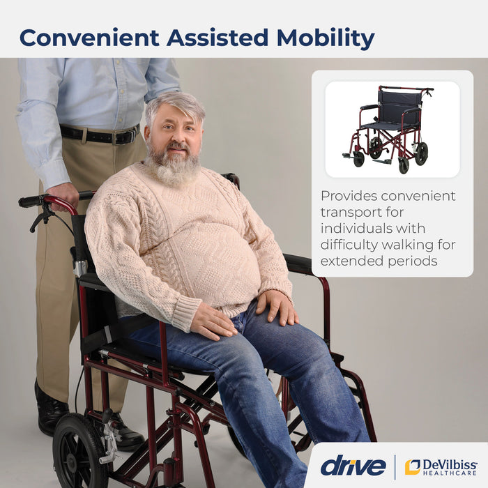 Bariatric Heavy-Duty Transport Chair, Red, In Use