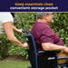 Bariatric Heavy Duty Transport Wheelchair, 22" Seat, Blue, Back Carry Pouch Detail