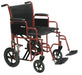 Bariatric Heavy Duty Transport Wheelchair, 22" Seat, Red, Front View