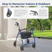 Drive Medical Aluminum Rollator, Blue, Large Casters and Adjustable Ergonomic Handle