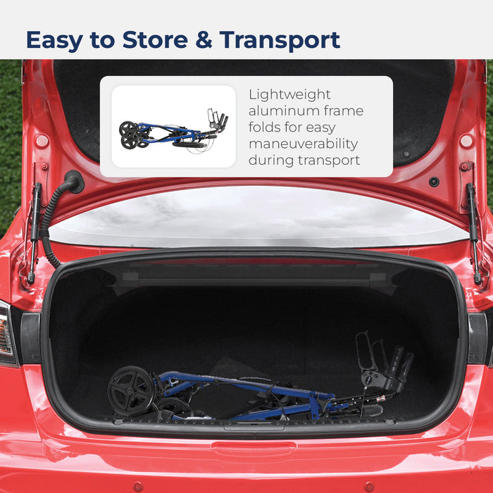 Drive Aluminum Rollator, Blue, Folding and Lightweight, Easily Fits a Car Trunk