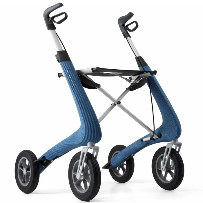 byAcre Nordic Pioneer Baltic Blue lightweight rollator walker front angled view