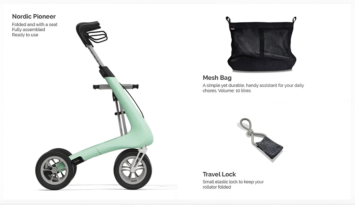 byAcre Nordic Pioneer Modern Lightweight Rollator Walker with Seat