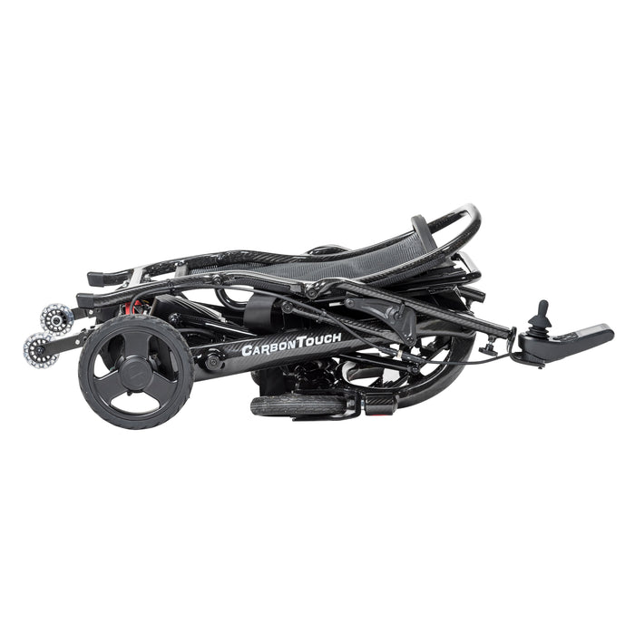 CarbonTouch Power Wheelchair, Black, Side View Folded