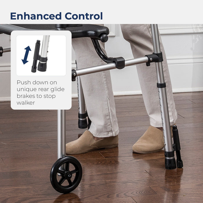 Clever Lite LS Walker Rollator with Seat and Push Down Brakes, Soft Backrest Detail