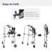 Clever Lite LS Walker Rollator with Seat and Push Down Brakes, Folded for Storage