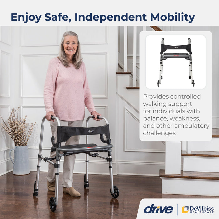 Clever Lite LS Walker Rollator with Seat and Push Down Brakes, Push Down Brake Detail