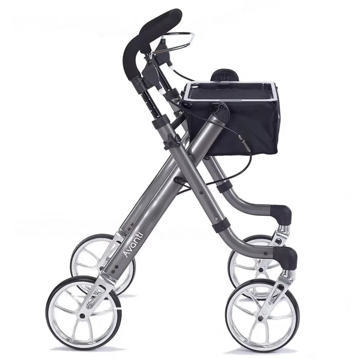 Comodita Avanti graphite rollator folded side view