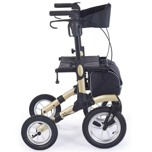 Comodita Tipo champagne all-terrain rollator walker side view