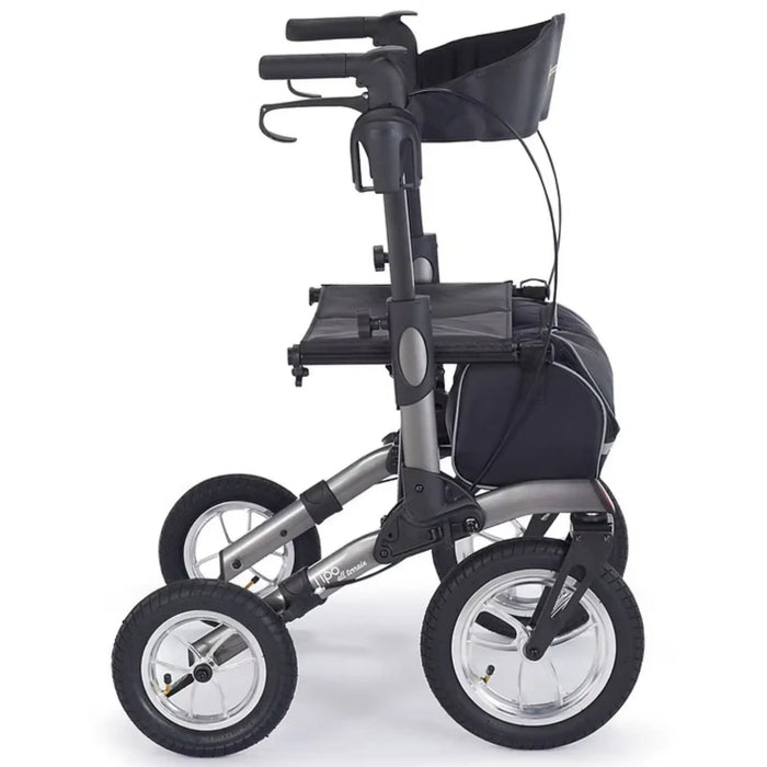 Comodita Tipo graphite all-terrain rollator walker side view