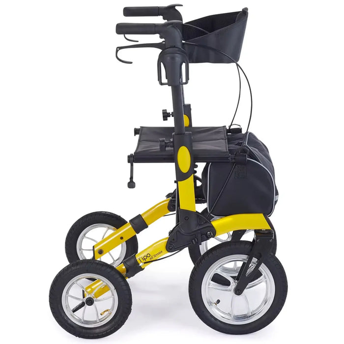 Comodita Tipo yellow all-terrain rollator walker side view