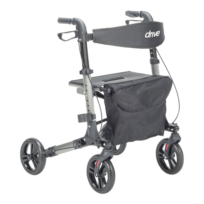 Compact Folding Rollator Rolling Walker, Grey/Black, Front View