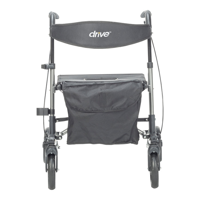 Compact Folding Rollator Rolling Walker, Grey/Black back view