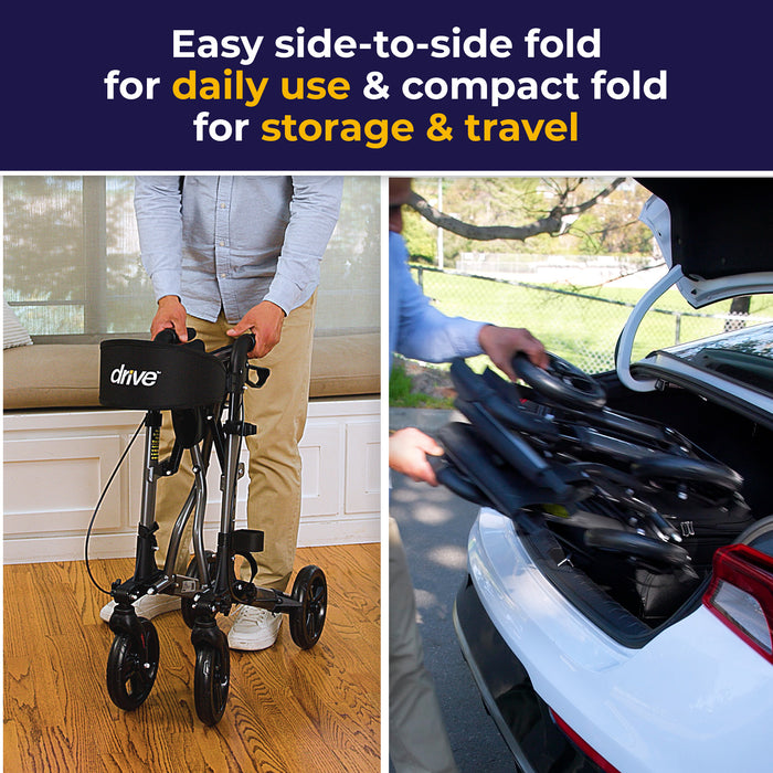 Compact Rolling Walker, Fully Folded for Storage